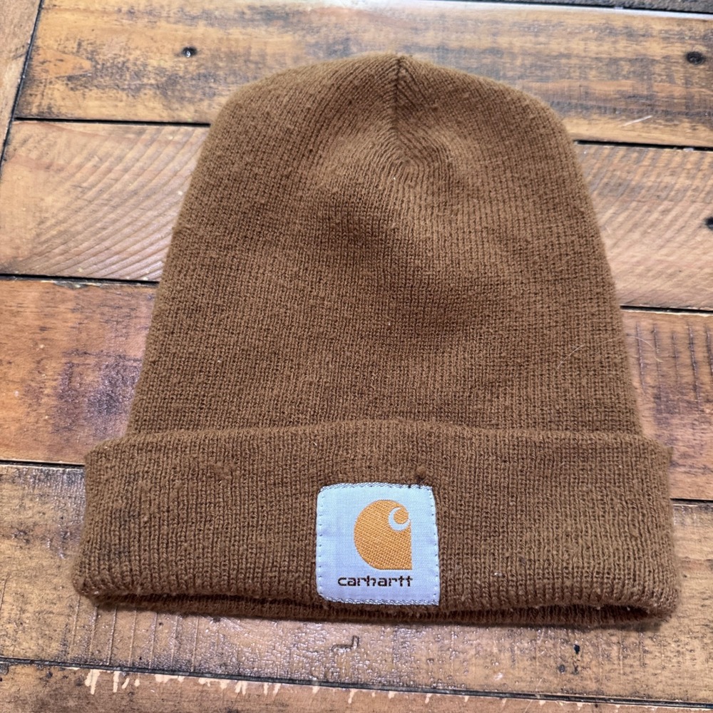 Carhartt Beanie Hat Mens OSFA Brown Solid Knit Acrylic‎ Watch Cap Workwear